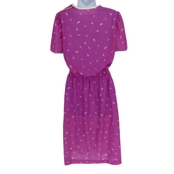 Vintage 1960s Summer Spring Print Dress Fit and Flare Belted - Picture 2 of 16